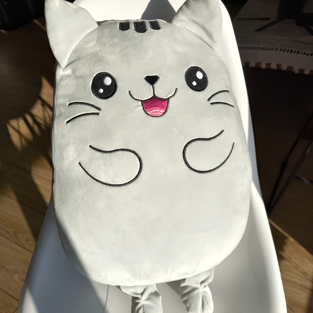 Gray Cat Plush Pillow